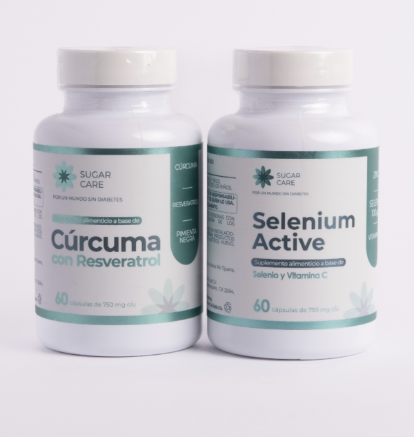 1 frasco de Selenio con 60 cápsulas + 1 frasco de Cúrcuma con 60 cápsulas
